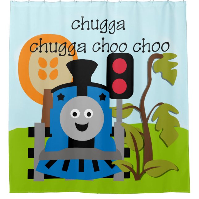 Choo Choo Train Kids Transportation Locomotive Shower Curtain (Front)