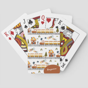 Choo Choo Train Pattern First Name Little Kid Playing Cards