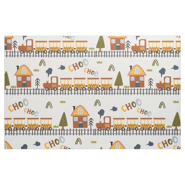 Choo Choo Train Pattern Little Kid Nursery Fabric (Fat Quarter)