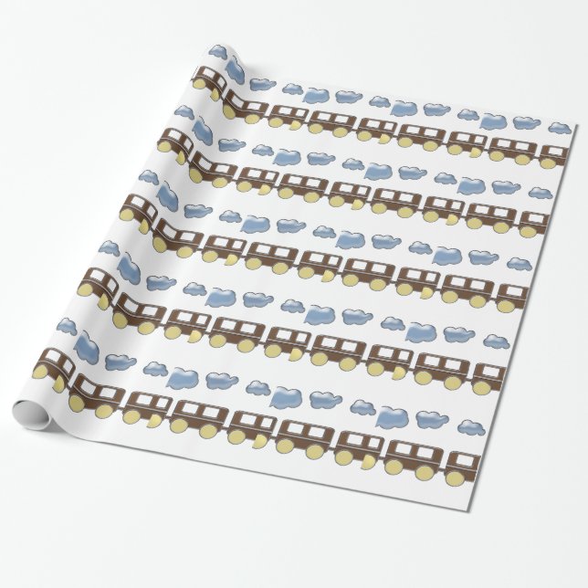 Choo Choo Train Wrapping Paper (Unrolled)