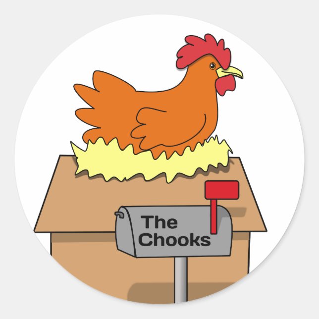 Chook House Funny Chicken on House Cartoon Classic Round Sticker (Front)