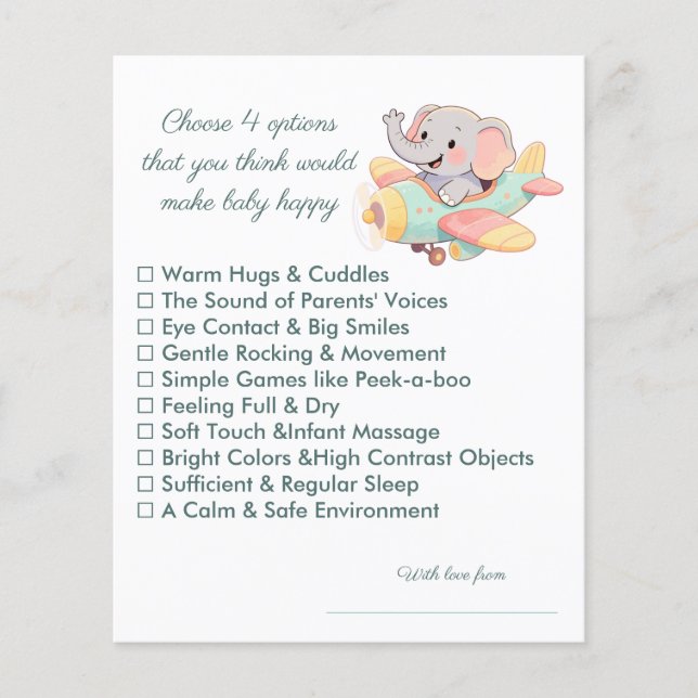 Choose 4 options make baby happy (Front)