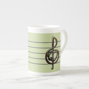 Choose a Colour Embossed Look Treble Clef and Hear Bone China Mug