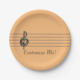 Choose a Colour Embossed Look Treble Clef and Hear Paper Plate