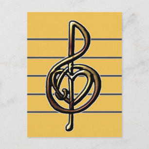 Choose a Colour Embossed Look Treble Clef and Hear Postcard