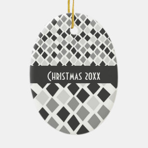 Choose Any Color Harlequin Diamonds Pattern Ceramic Tree Decoration