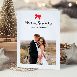 Choose Any Colour Bow   Married and Merry Photo Holiday Card