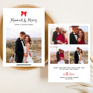Choose Any Colour Bow   Married and Merry Photo Holiday Card
