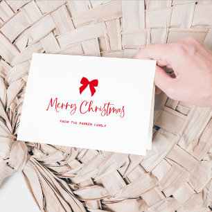 Choose Any Colour Bow Red Merry Christmas Holiday Card