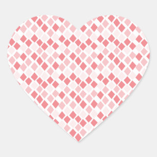 Choose Any Colour Harlequin Diamonds Pattern Heart Sticker