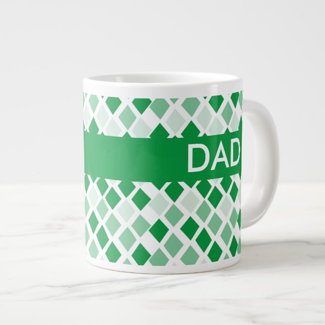 Choose Any Colour Harlequin Diamonds Pattern Large Coffee Mug (Front Right)