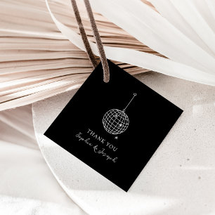 Choose Any Colour Minimal Black Disco Ball Favour Tags