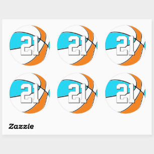 choose ANY team colors girls boys basketball Classic Round Sticker