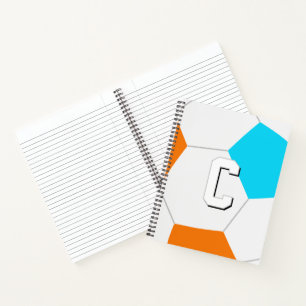choose ANY team colors soccer player monogrammed Notebook