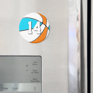 choose ANY team colors w jersey number basketball Magnet