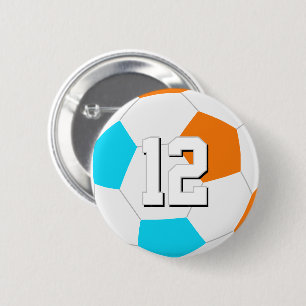 choose ANY team colors w jersey number soccer 6 Cm Round Badge