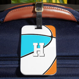 choose ANY team colours basketball player monogram Luggage Tag