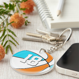 choose ANY team colours w jersey number basketball Key Ring
