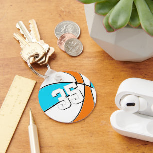 choose ANY team colours w jersey number basketball Key Ring