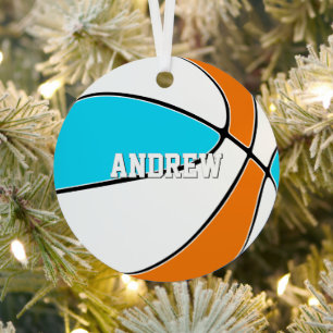 choose ANY team colours w jersey number basketball Metal Tree Decoration