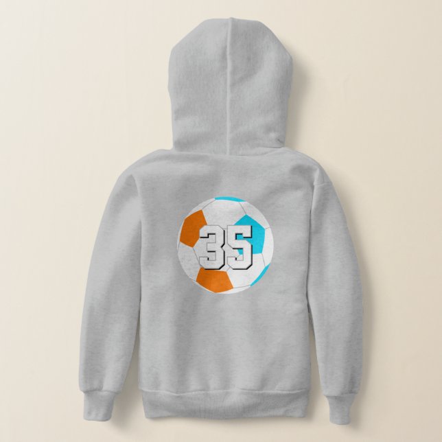 Choose ANY team colours w jersey number soccer (Laydown Back)