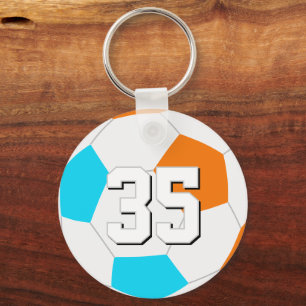 choose ANY team colours w jersey number soccer Key Ring