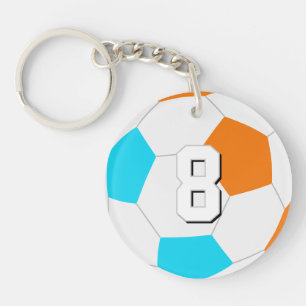 choose ANY team colours w jersey number soccer Key Ring