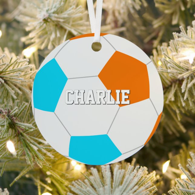 choose ANY team colours w jersey number soccer Metal Tree Decoration (Insitu)