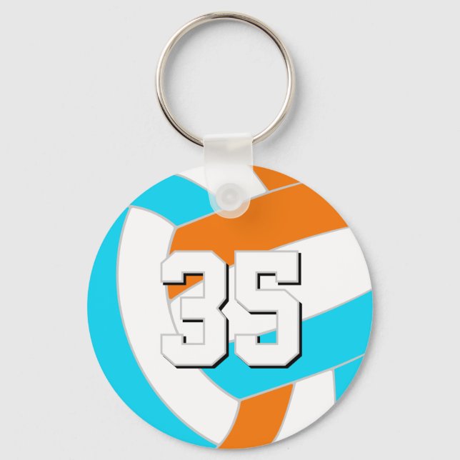 choose ANY team colours w jersey number volleyball Key Ring (Front)