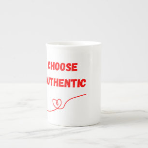 Choose Authentic - Continuous Heart Line Design Bone China Mug