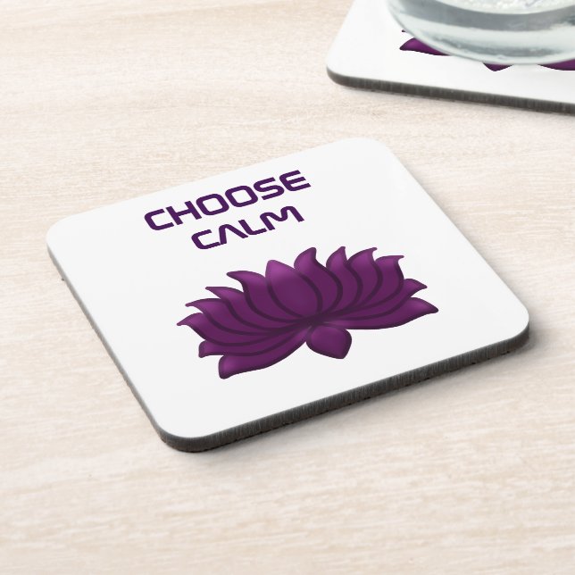 Choose Calm Purple Lotus Flower  Coaster (Left Side)