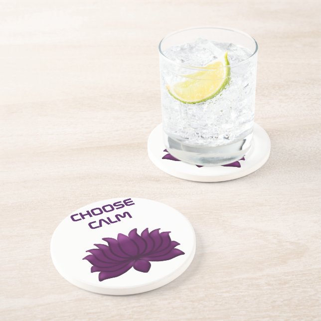 Choose Calm Purple Lotus Flower  Coaster (Side)