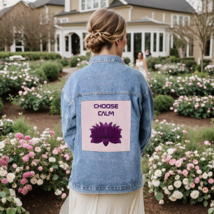 Choose Calm Purple Lotus Flower  Denim Jacket