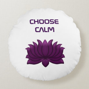 Choose Calm Purple Lotus Flower  Round Cushion