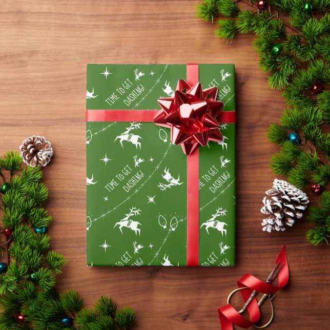 Choose Colour Reindeer Twinkle Lights Dashing Gree Wrapping Paper (Holiday Gift)