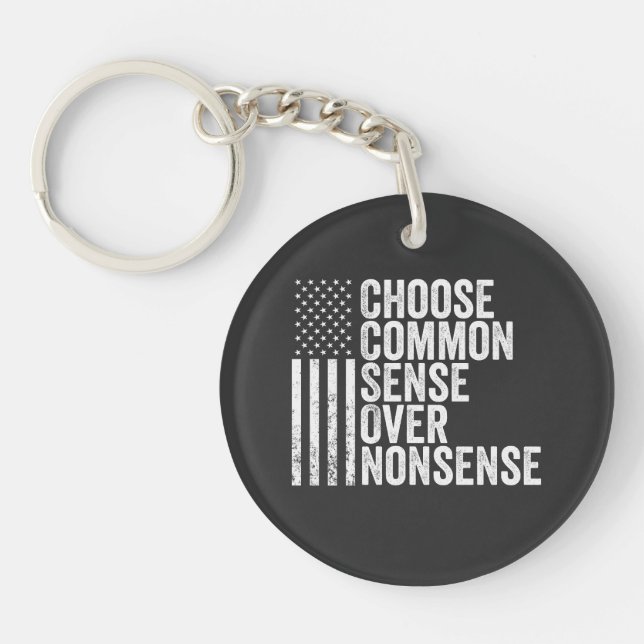 Choose Common Sense Over Nonsense Harris Walz Key Ring (Front)