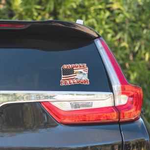 CHOOSE FREEDOM Rustic Eagle on American Flag
