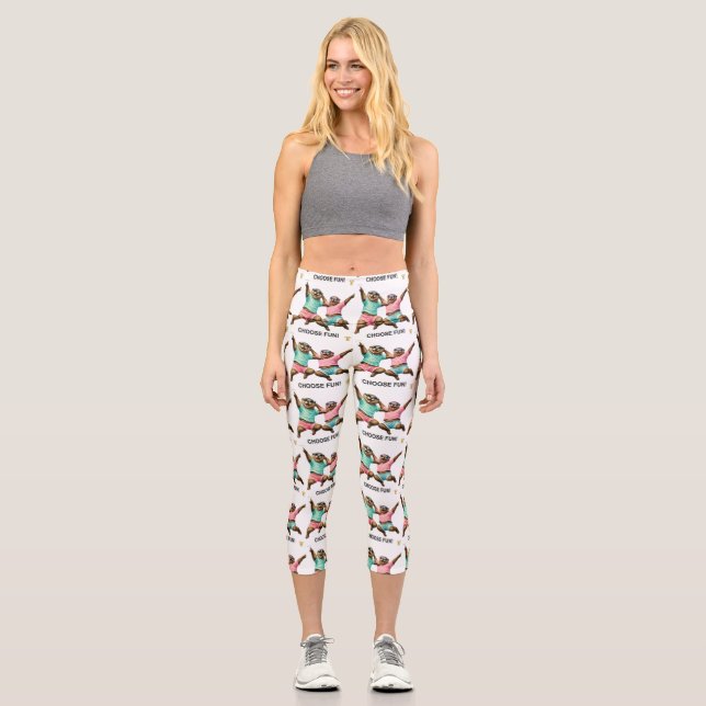 Choose Fun Otter Duo Capri Leggings (Front)