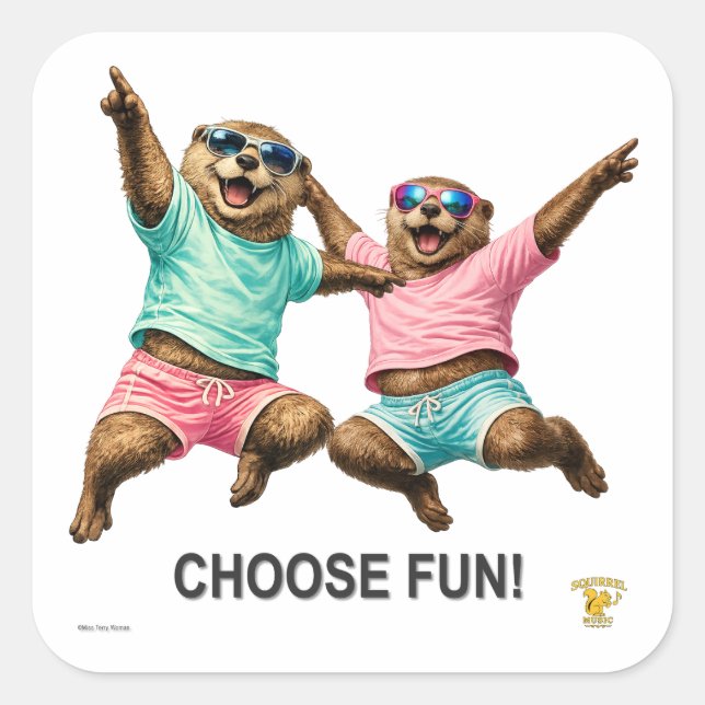 Choose Fun Otter Duo Square Sticker (Front)