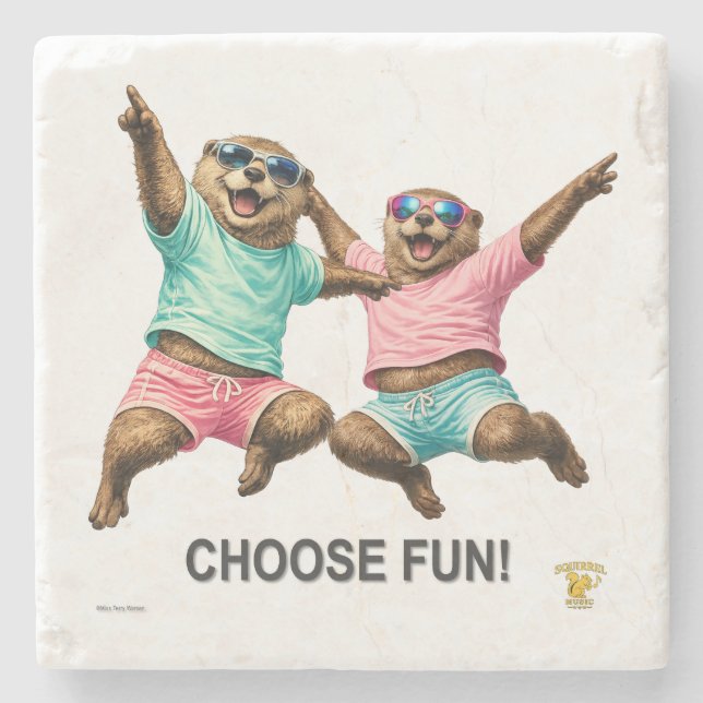 Choose Fun Otter Duo Stone Coaster (Front)