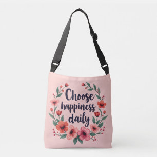 Choose Happiness Daily Floral Wreath Crossbody Bag