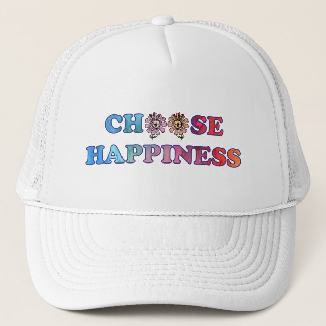 Choose Happiness Rainbow Trucker Hat (Front)
