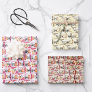 Choose Happy, But Pray, Be Kind 3 Sets Wrapping Paper Sheet