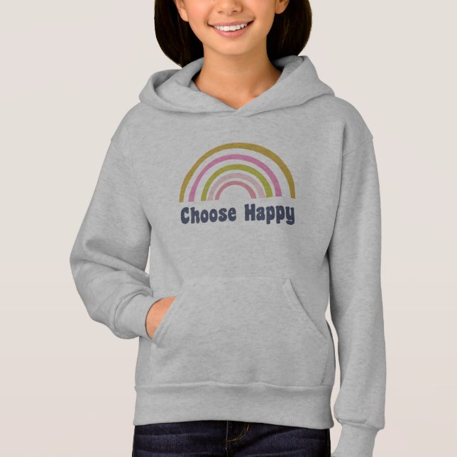 Choose Happy Cute Retro Rainbow Inspirational (Front)