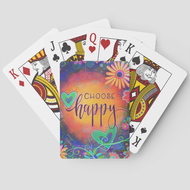 Choose Happy Fun Colourful Whimsical  Playing Cards (Back)