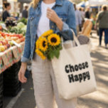Choose Happy Inspirational Quote Retro Black Text Tote Bag<br><div class="desc">Pack up in style with this jumbo tote bag and the positive message and reminder - Choose Happy - in modern black and white.</div>