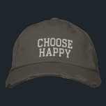 Choose Happy Positive Mindset Motivational Quote Embroidered Hat<br><div class="desc">Spread positivity wherever you go with this ‘Choose Happy’ design featuring a bold, distressed typography style. Perfect for those who love uplifting messages, mindfulness, and a casual yet stylish look. A great choice for everyday wear, self-care advocates, or as a thoughtful gift for anyone who believes in the power of...</div>