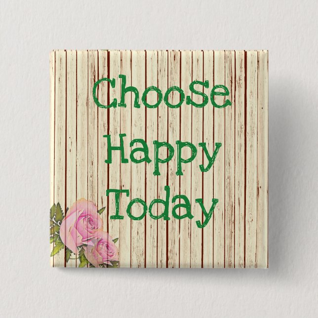Choose Happy Positive Quote Simple Button (Front)