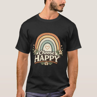 Choose Happy Retro Boho Rainbow T-Shirt
