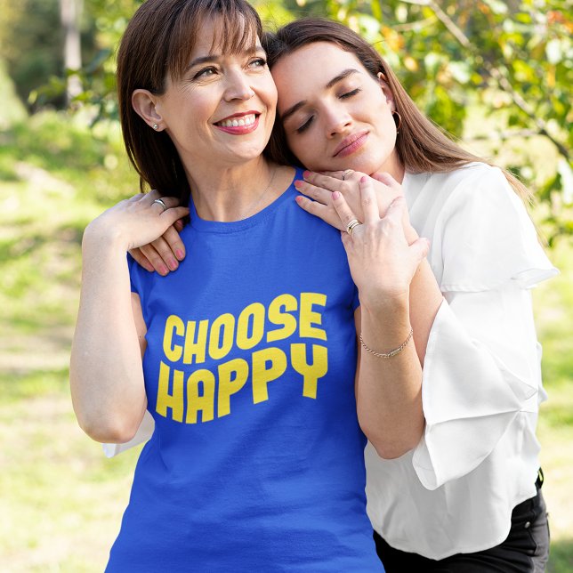Choose Happy Yellow Inspirational Text T-Shirt (Creator Uploaded)